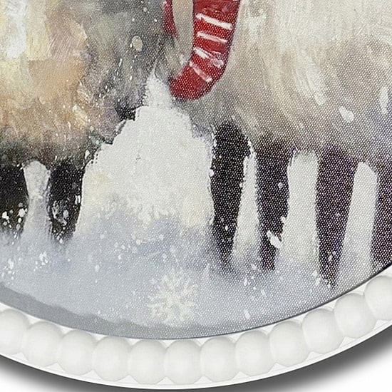 Streamline Art Christmas Sheep Snowy Wreaths Embellished Canvas Art
