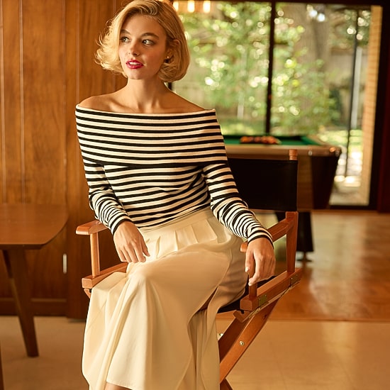 Marilyn Monroe Womens Midi Pleated Skirt