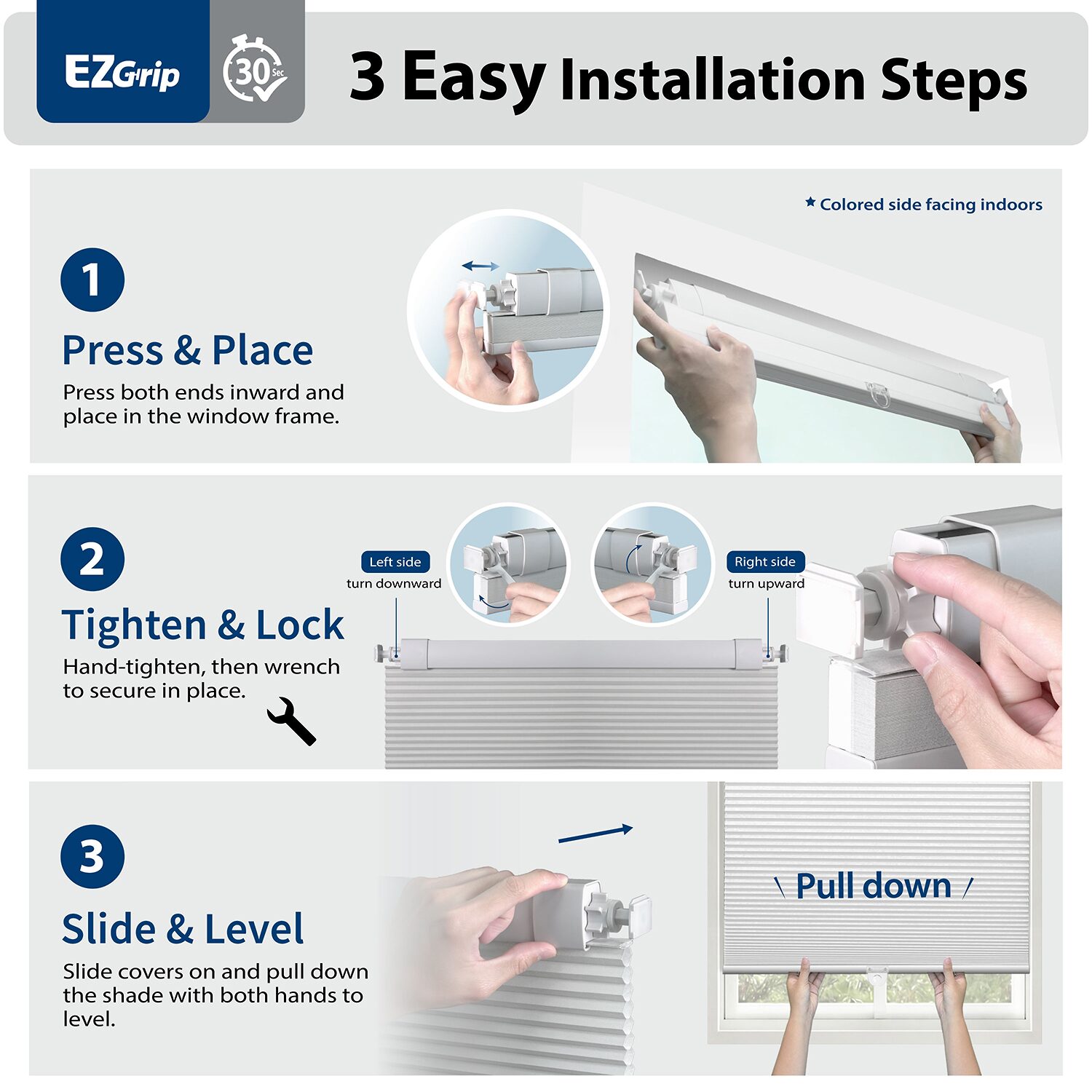 Ez Grip No Tool Cut-To-Width Cordless Blackout Cellular Shade