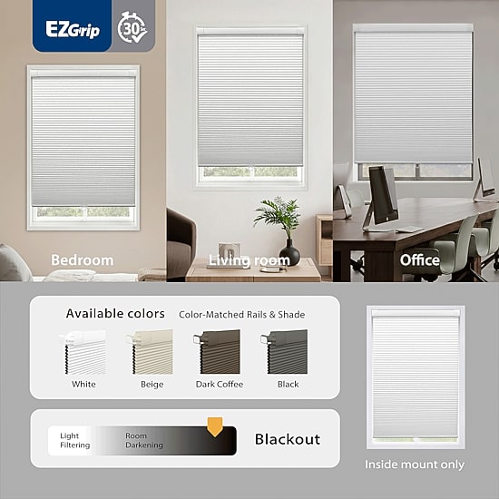 Ez Grip No Tool Cut-To-Width Cordless Blackout Cellular Shade