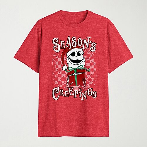 Mens Crew Neck Short Sleeve Classic Fit Nightmare Before Christmas Big and Tall Graphic T-Shirt, 5x-large Tall, Red