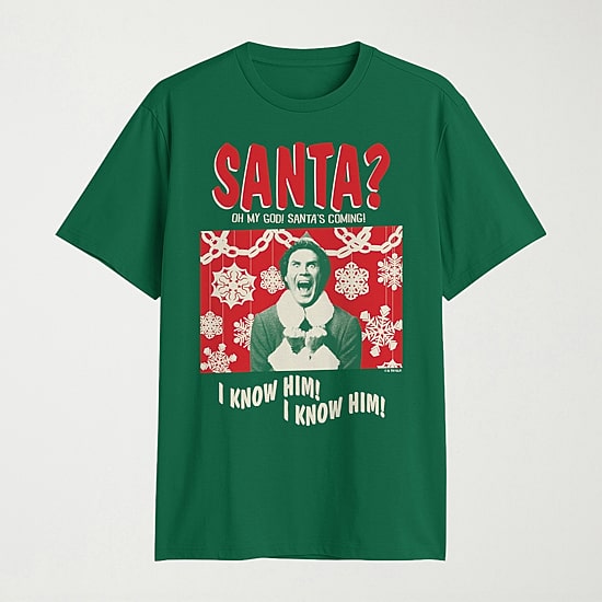 Mens Crew Neck Short Sleeve Regular Fit ELF Graphic T-Shirt