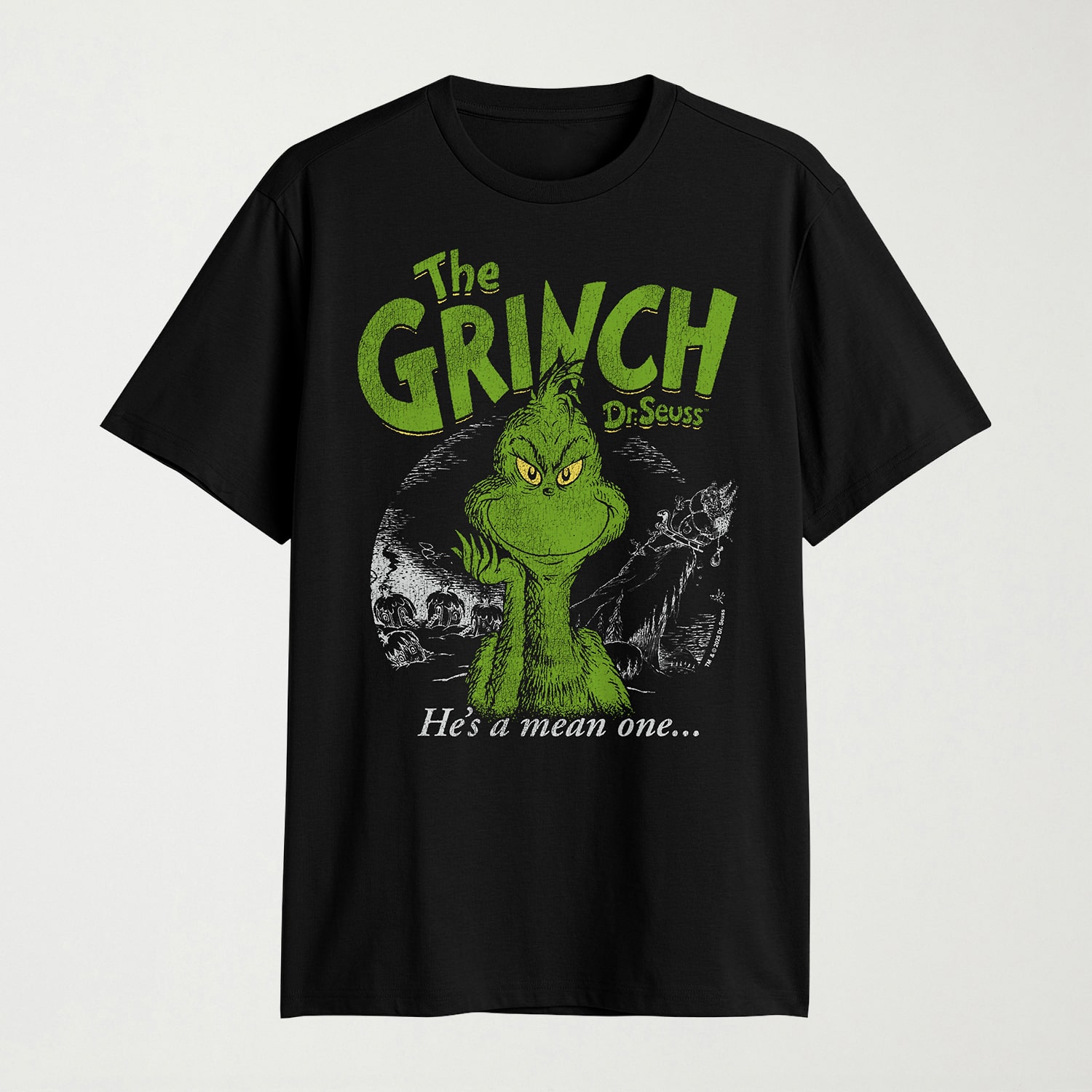 Mens Crew Neck Short Sleeve Classic Fit Grinch Big and Tall Graphic T-Shirt