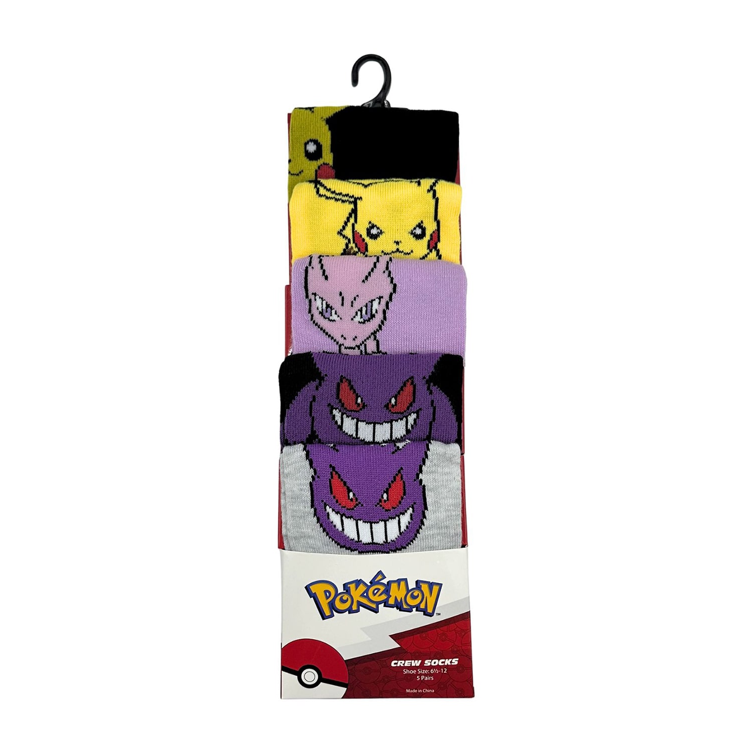 Mens 5 Pair Pokemon Crew Socks