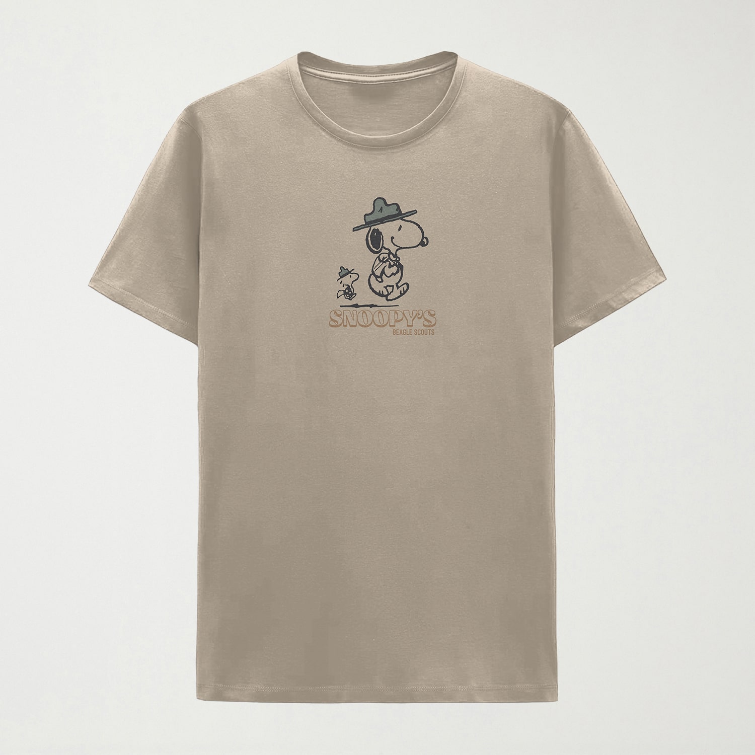 Mens Crew Neck Short Sleeve Classic Fit Snoopy Graphic T-Shirt
