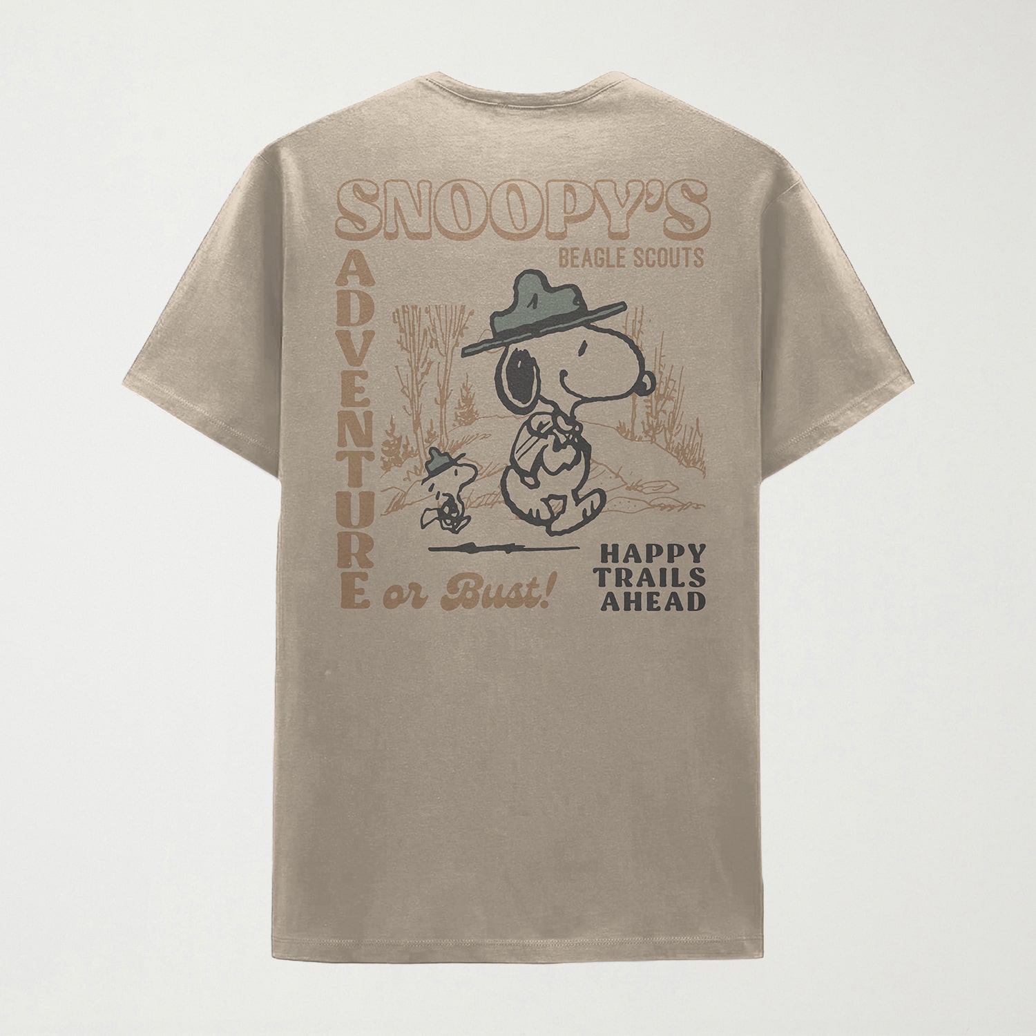 Mens Crew Neck Short Sleeve Classic Fit Snoopy Graphic T-Shirt