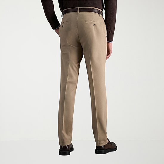 Haggar Premium No Iron Khaki Mens Comfort Waistband Slim Fit Flat Front Pant