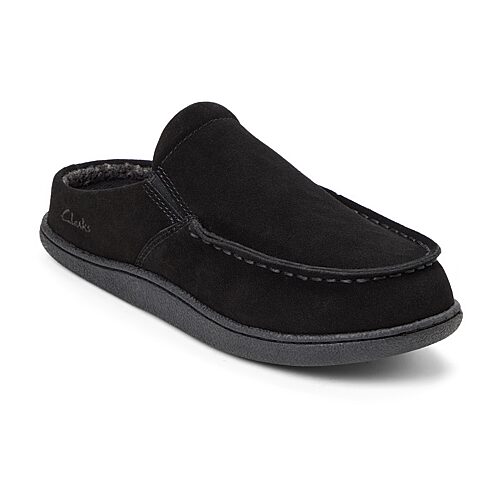 Clarks Men's Moc Toe Genuine Suede Clog Slippers - Black