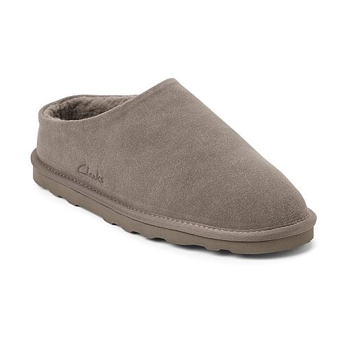 Clarks Men's Genuine Suede Memory Foam Clog Slippers - Grey