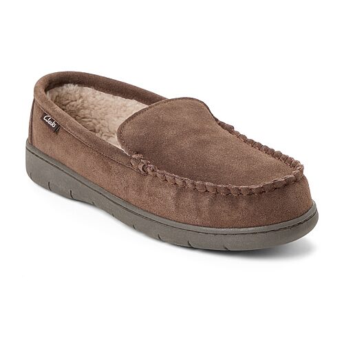 Clarks Men's Venetian Moc Memory Foam Genuine Cow Suede Slippers - Dark brown