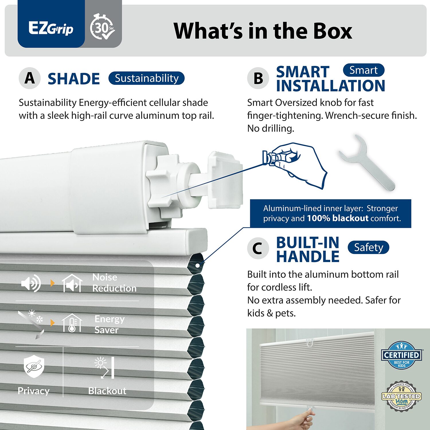 Ez Grip No Tool Cordless Top Down Bottom Up Blackout Cellular Shade