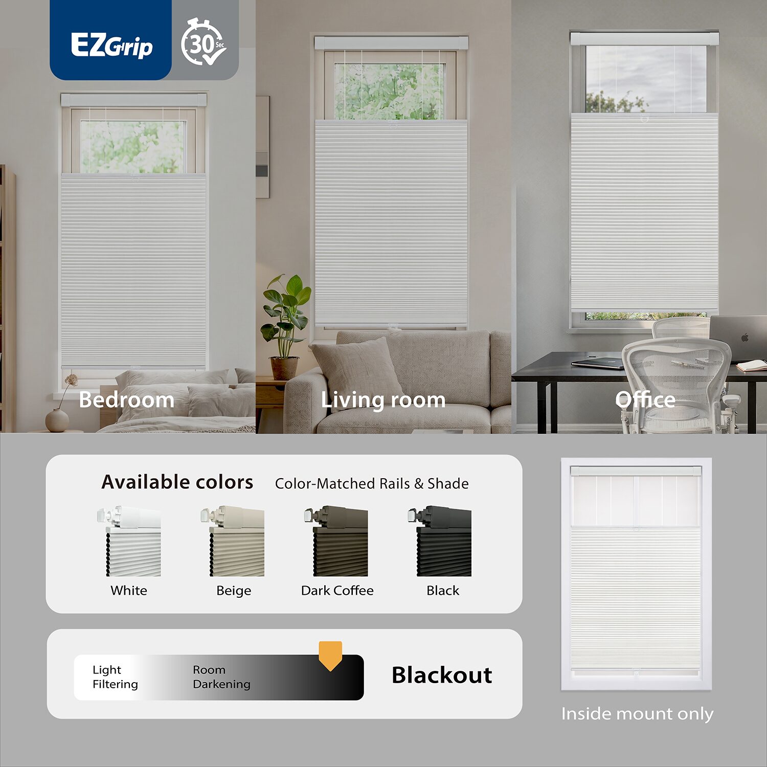 Ez Grip No Tool Cordless Top Down Bottom Up Blackout Cellular Shade