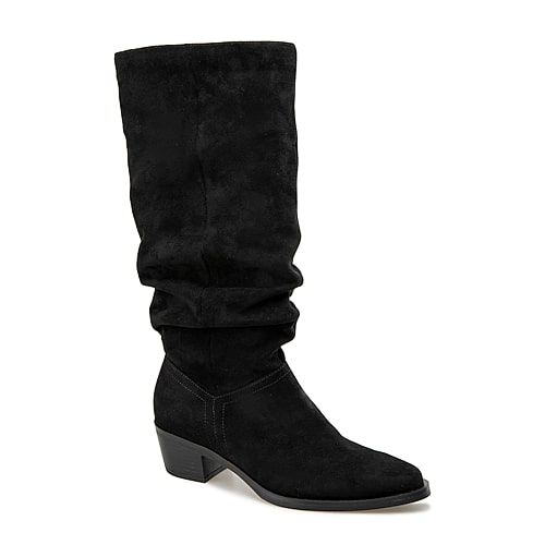 Kensie Womens Enzo Block Heel Slouch Boots, 9 Medium, Black