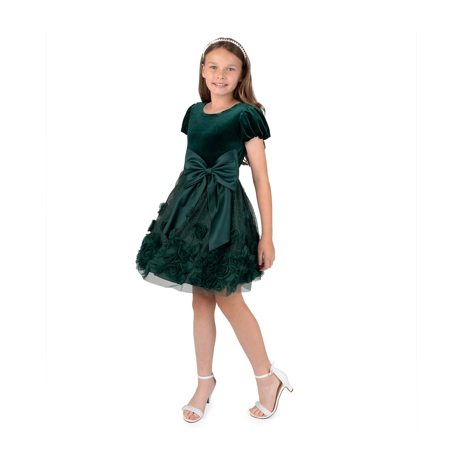 Rare Editions Big Kid Girls Puffed Short Sleeve Fit + Flare Dress