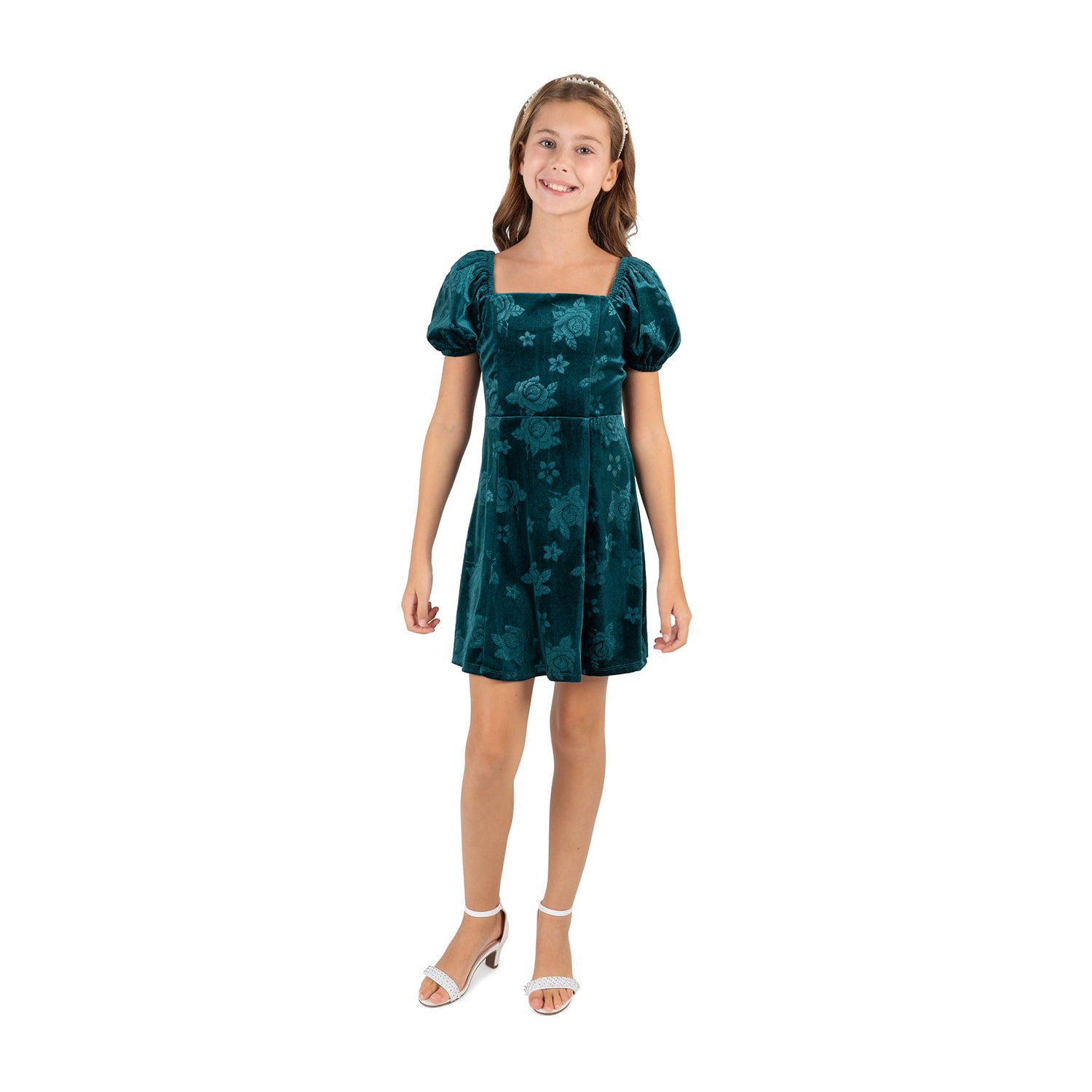 Rare Editions Big Kid Girls Puffed Short Sleeve A-Line Dress