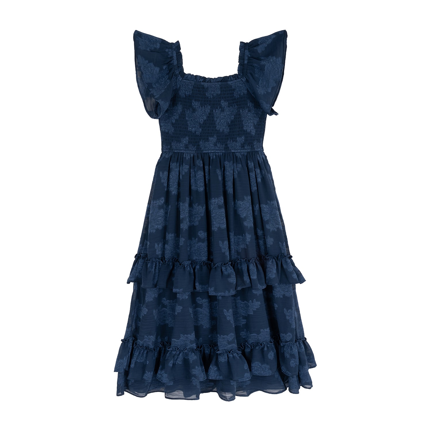 Rare Editions Big Kid Girls Flutter Short Sleeve Floral Maxi Dress