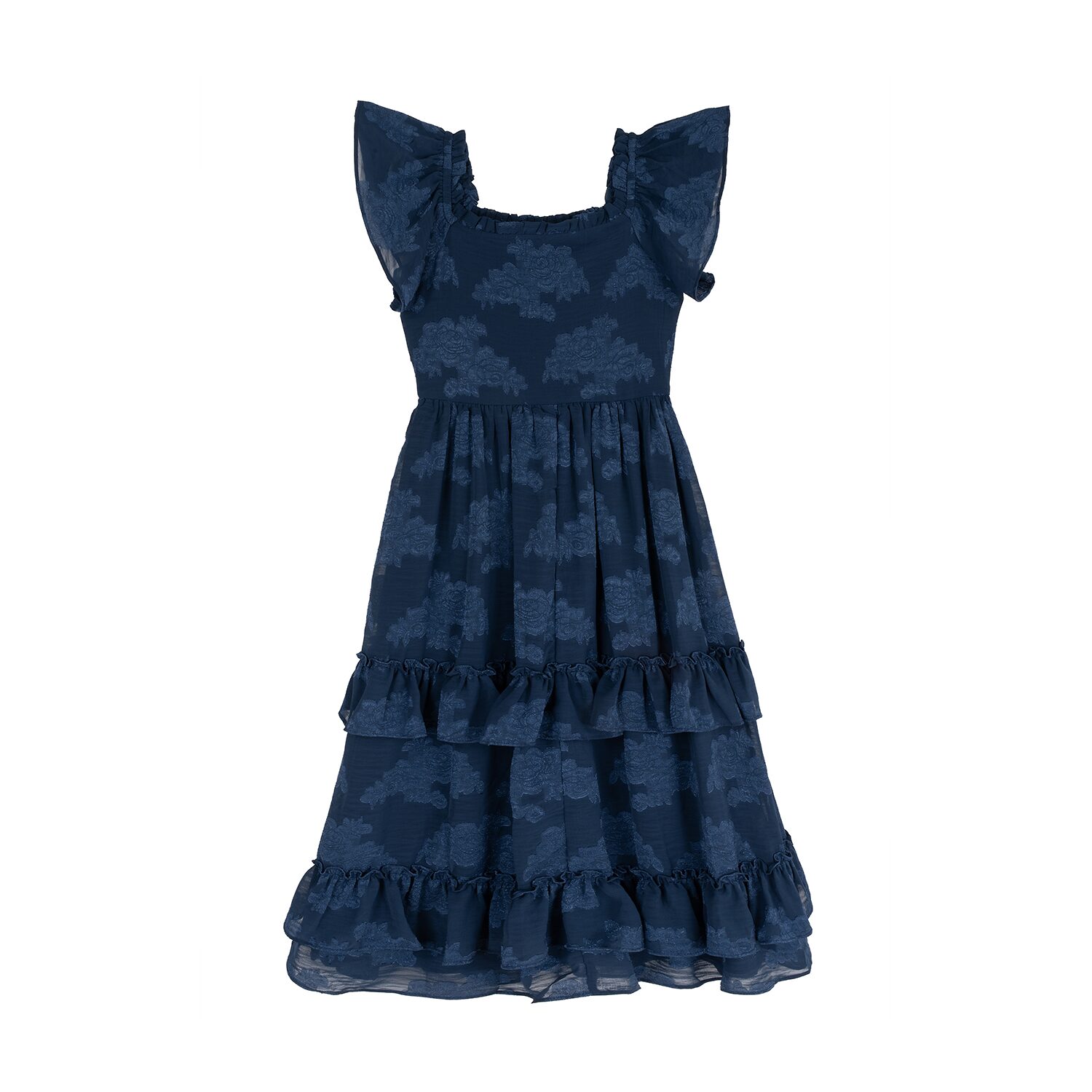 Rare Editions Big Kid Girls Flutter Short Sleeve Floral Maxi Dress