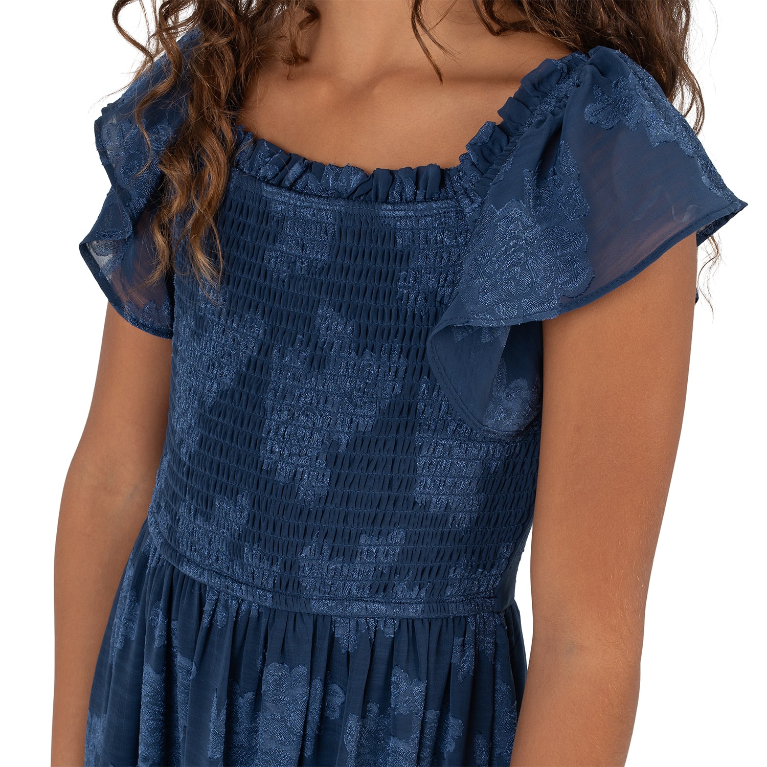Rare Editions Big Kid Girls Flutter Short Sleeve Floral Maxi Dress