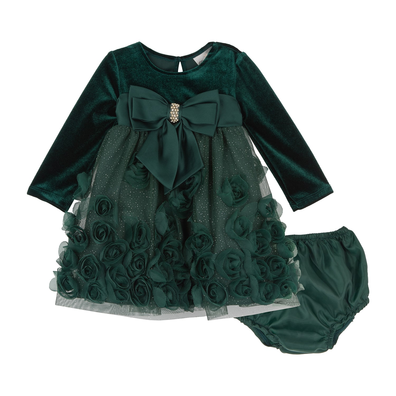 Rare Editions Baby Girls Fitted Long Sleeve A-Line Dress