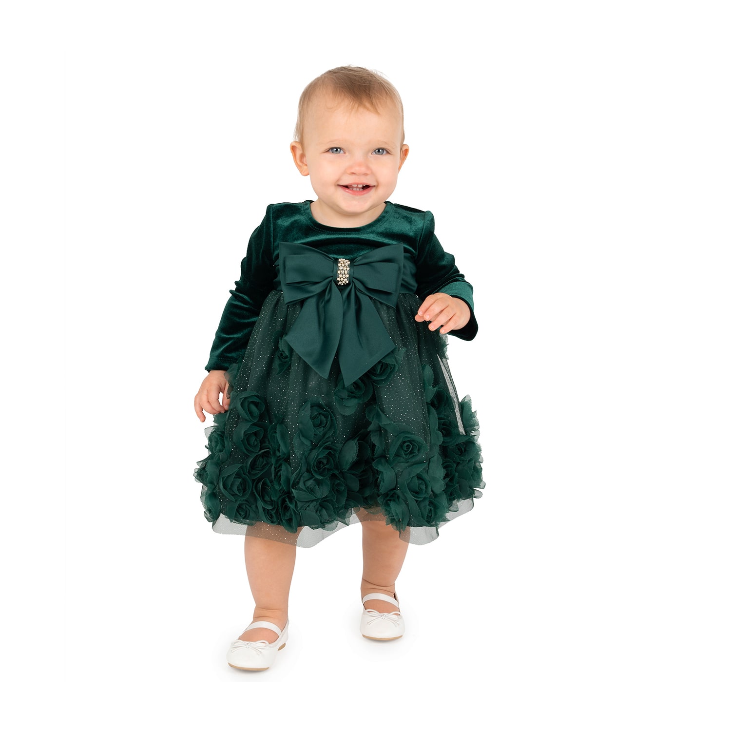 Rare Editions Baby Girls Fitted Long Sleeve A-Line Dress