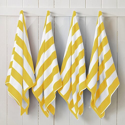 Linery Oversized Cotton Cabana 4-pc. Quick Dry Beach Towel In Yellow