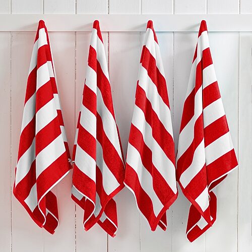 Linery Oversized Cotton Cabana 4-pc. Quick Dry Beach Towel In Red