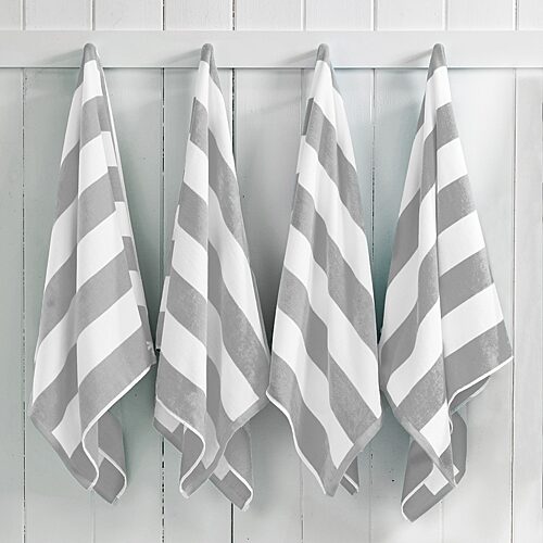 Linery Oversized Cotton Cabana 4-pc. Quick Dry Beach Towel In Gray