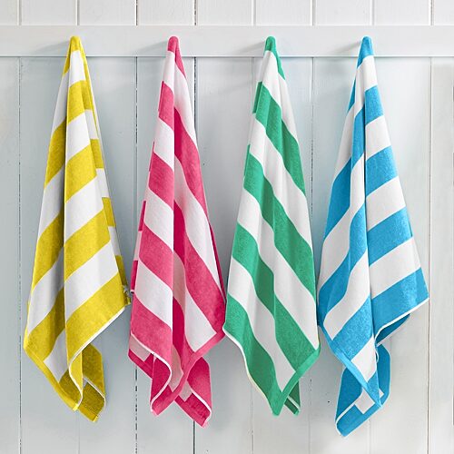 Linery Oversized Cotton Cabana 4-pc. Quick Dry Beach Towel In Blue
