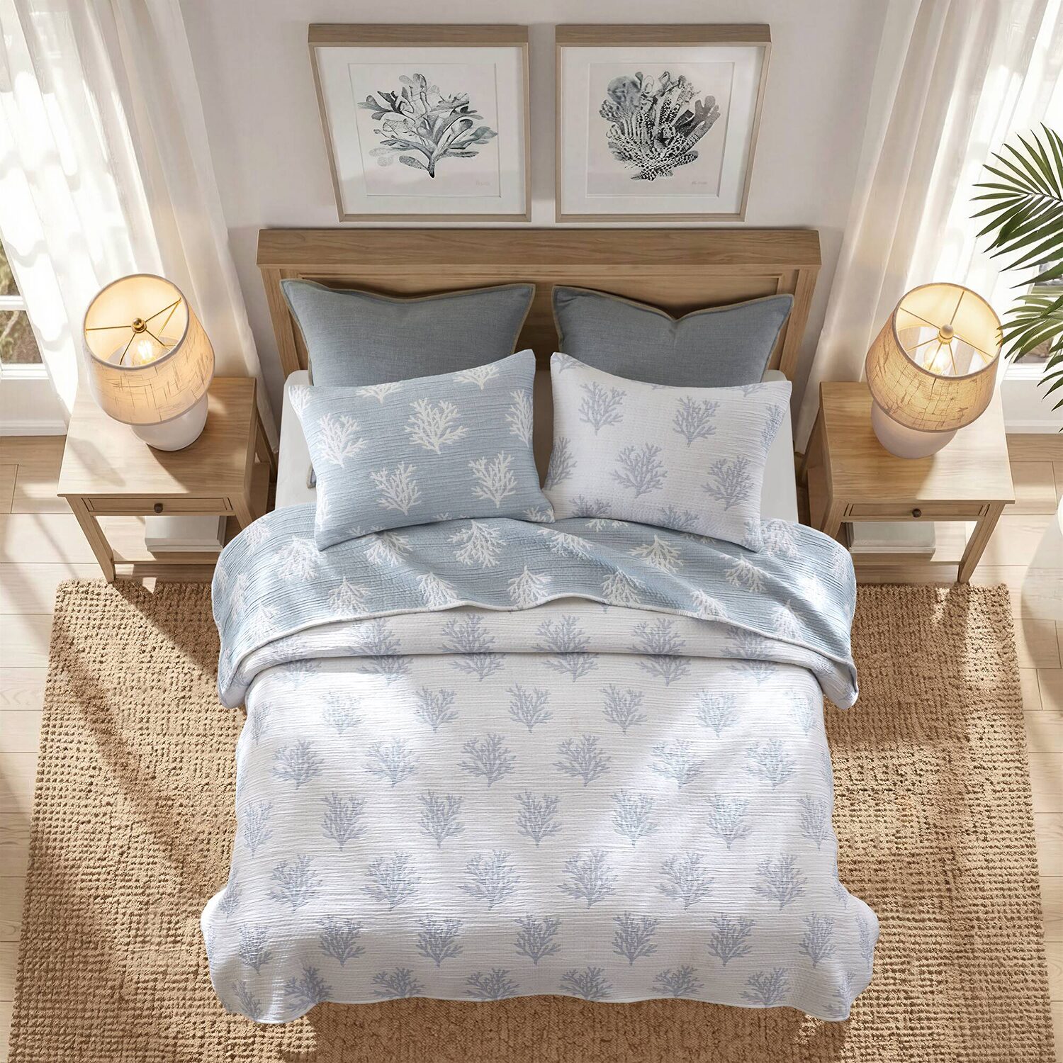 Harbor House Mia Coral Reversible Jacquard 3-pc. Easy Care Quilt Set