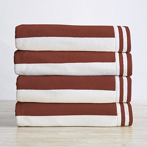 Linery Oversized Cotton Cabana 4-pc. Quick Dry Beach Towel In Brown