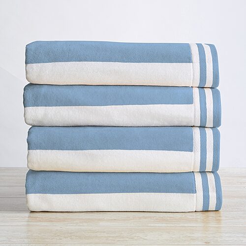 Linery Oversized Cotton Cabana 4-pc. Quick Dry Beach Towel In Blue