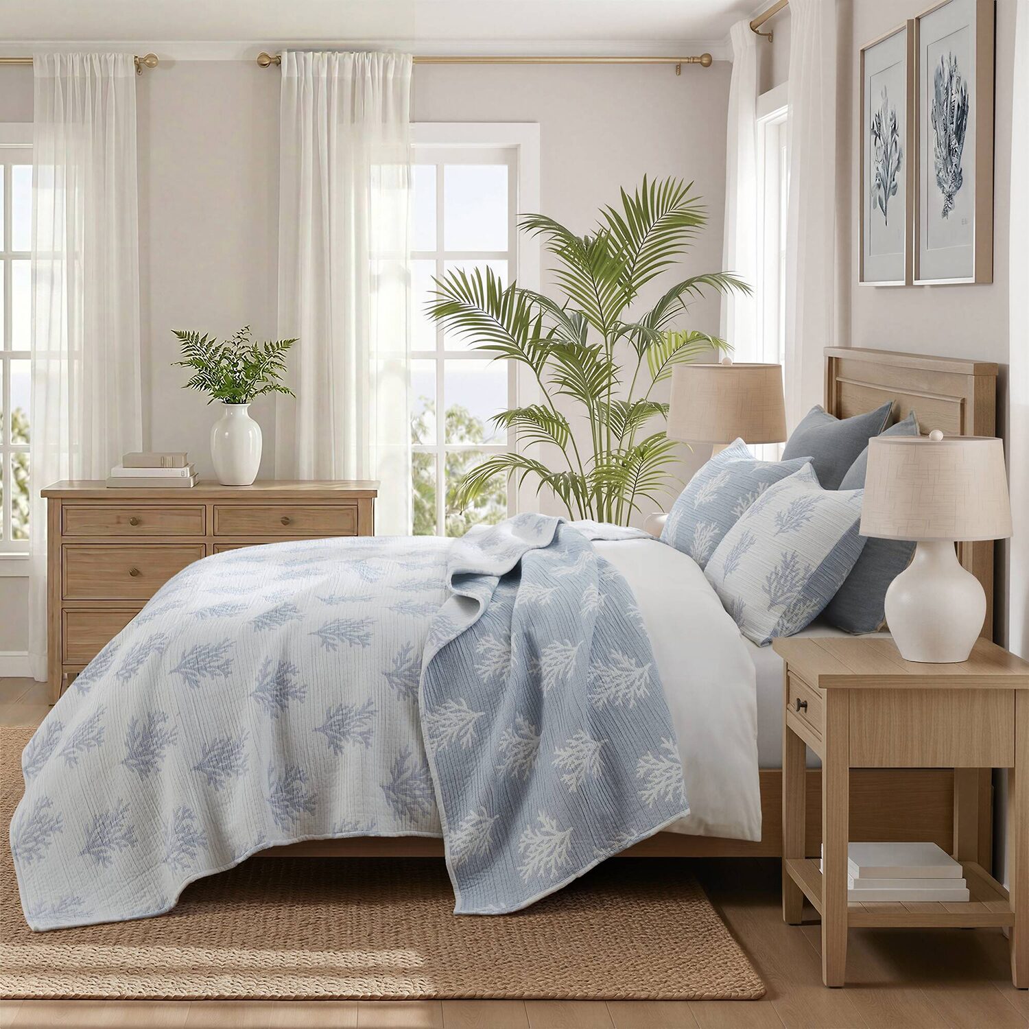 Harbor House Mia Coral Reversible Jacquard 3-pc. Easy Care Quilt Set