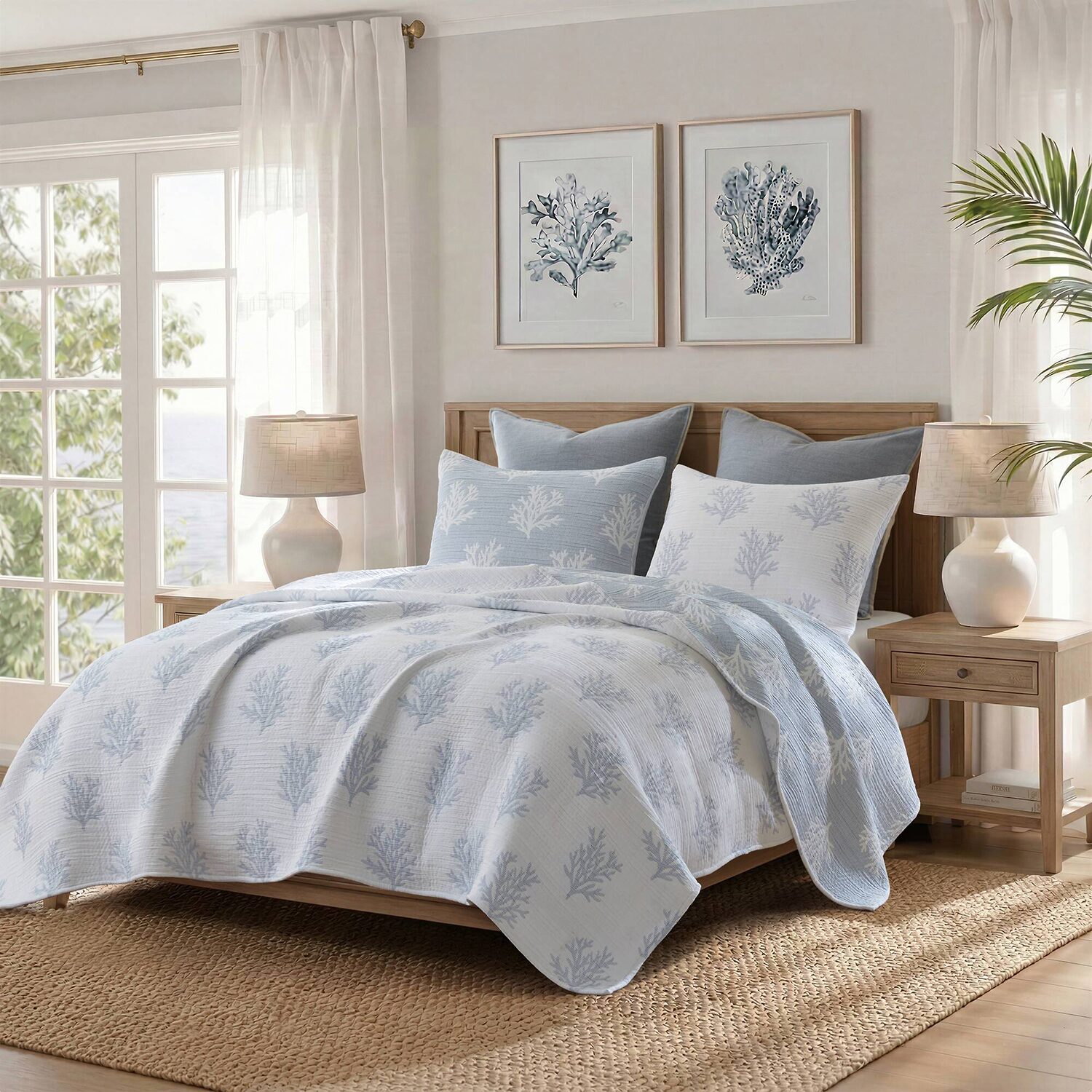 Harbor House Mia Coral Reversible Jacquard 3-pc. Easy Care Quilt Set