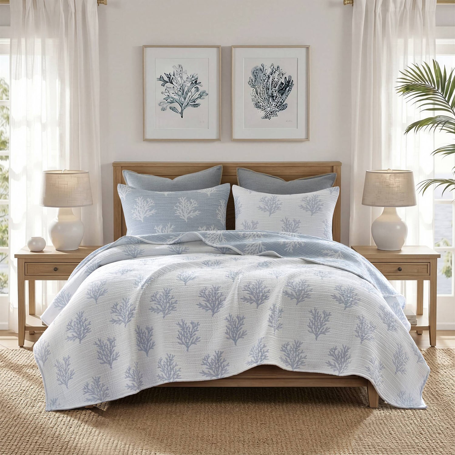 Harbor House Mia Coral Reversible Jacquard 3-pc. Easy Care Quilt Set