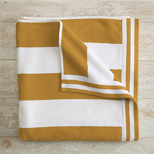 Linery Oversized Cotton Cabana Quick Dry Beach Towel In Yellow