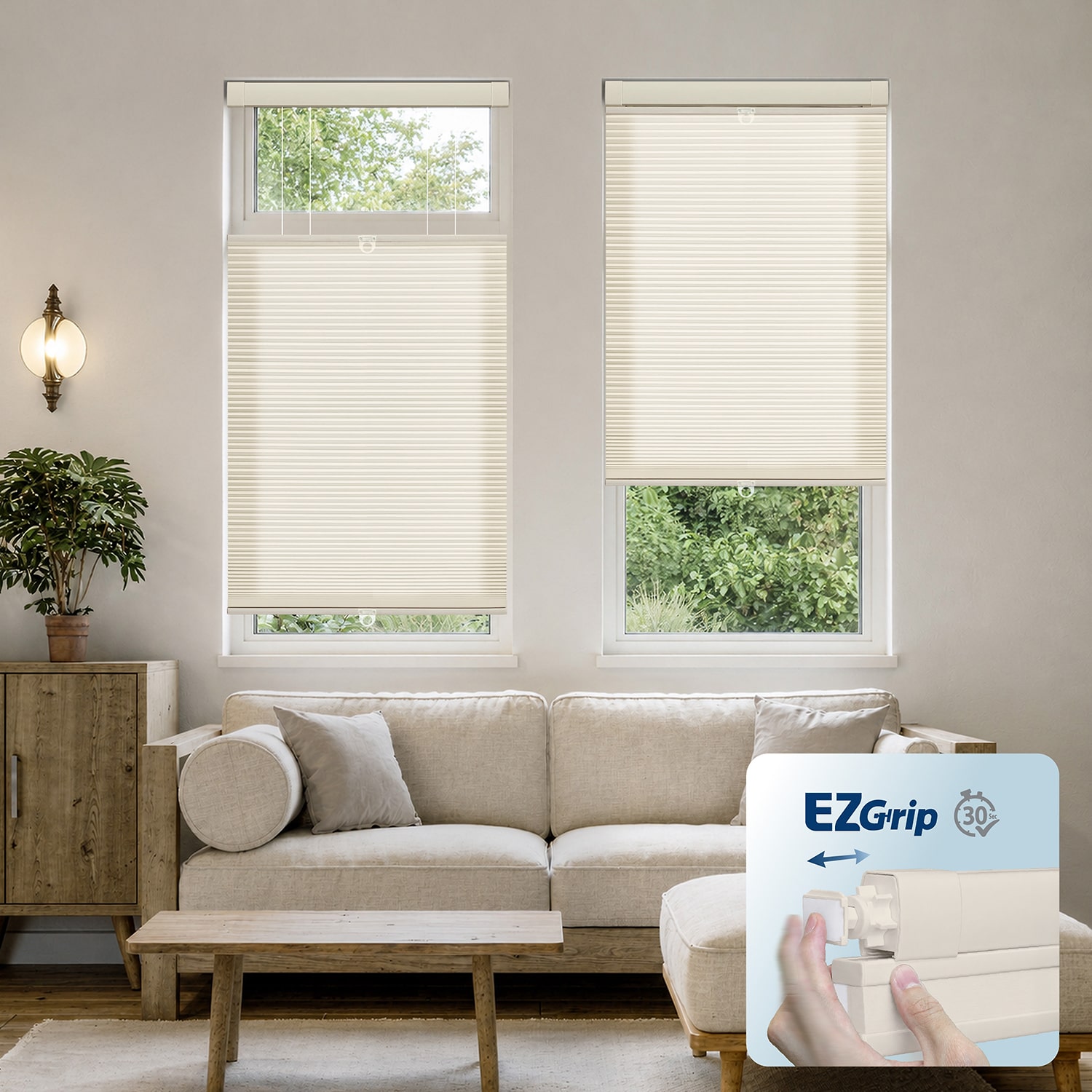 Ez Grip No Tool Cordless Top Down Bottom Up Light-Filtering Cellular Shade