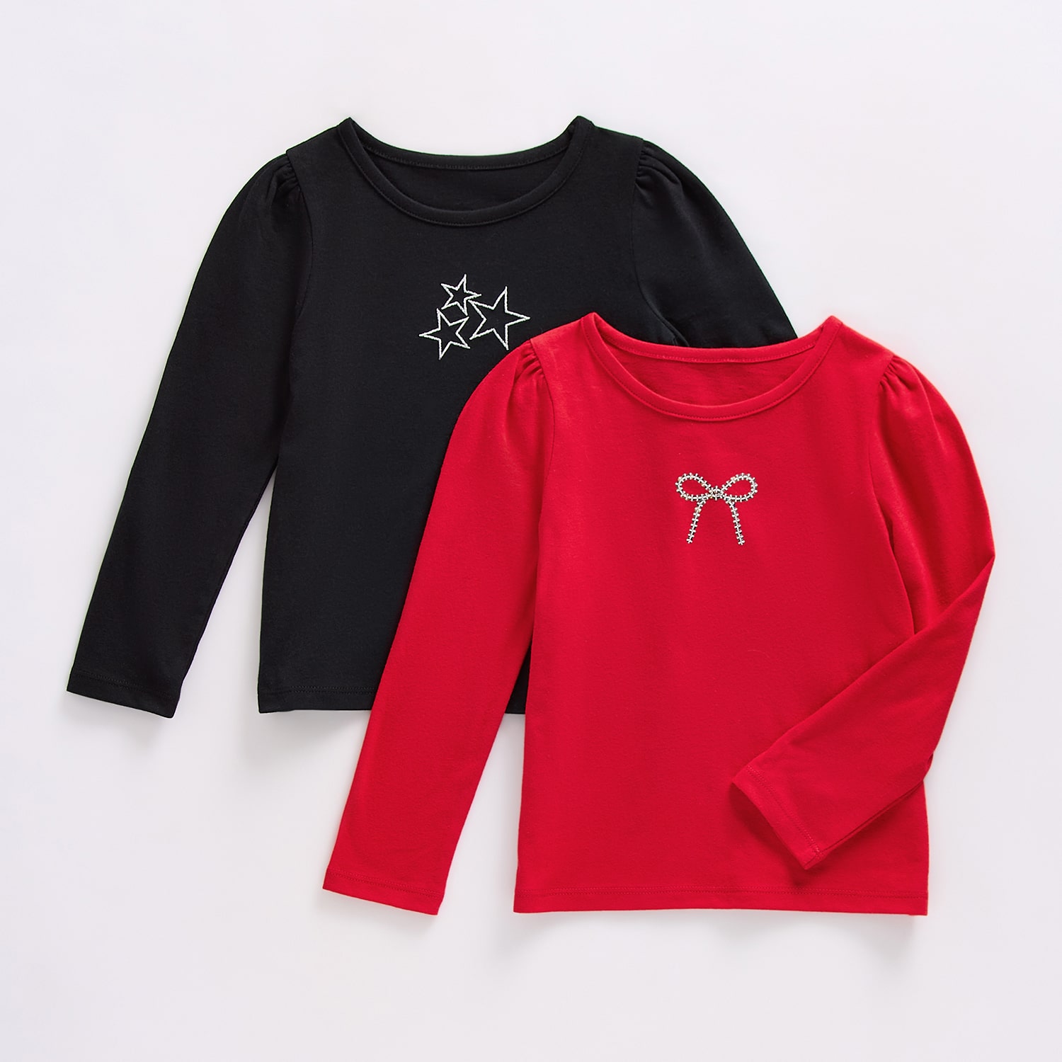 Okie Dokie Toddler & Little Girls Round Neck Long Sleeve Classic Fit 2-pc. Graphic T-Shirt