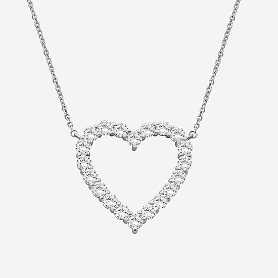 Limited Quantities! Womens 3 CT. T.W. Lab Grown White Diamond Sterling Silver Heart 18 Inch Pendant Necklace