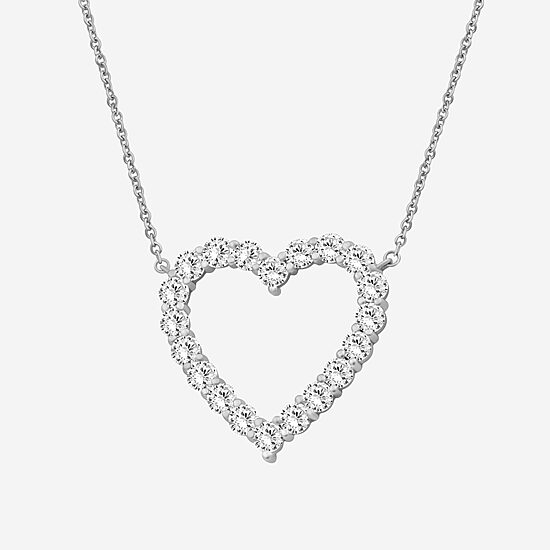 Limited Quantities! Womens 3 CT. T.W. Lab Grown White Diamond Sterling Silver Heart 18 Inch Pendant Necklace