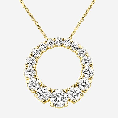 Limited Quantities! Womens 2 CT. T.W. Lab Grown White Diamond 14K Gold Over Silver Circle 18 Inch Pendant Necklace, One Size, Yellow