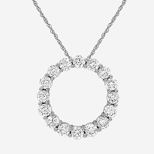 Limited Quantities! Womens 3 CT. T.W. Lab Grown White Diamond Sterling Silver Circle 18 Inch Pendant Necklace, One Size, White