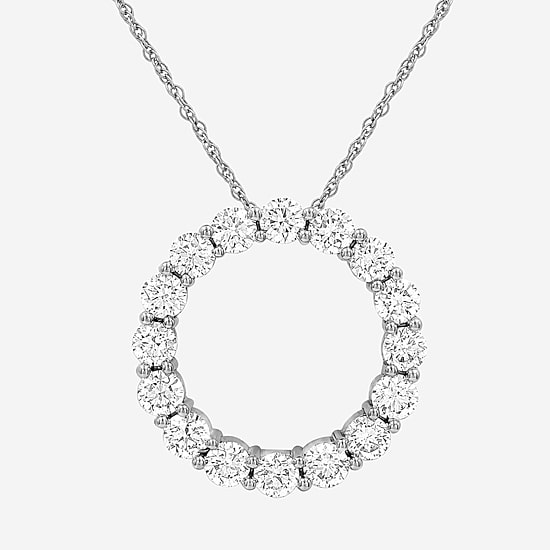 Limited Quantities! Womens 3 CT. T.W. Lab Grown White Diamond Sterling Silver Circle 18 Inch Pendant Necklace