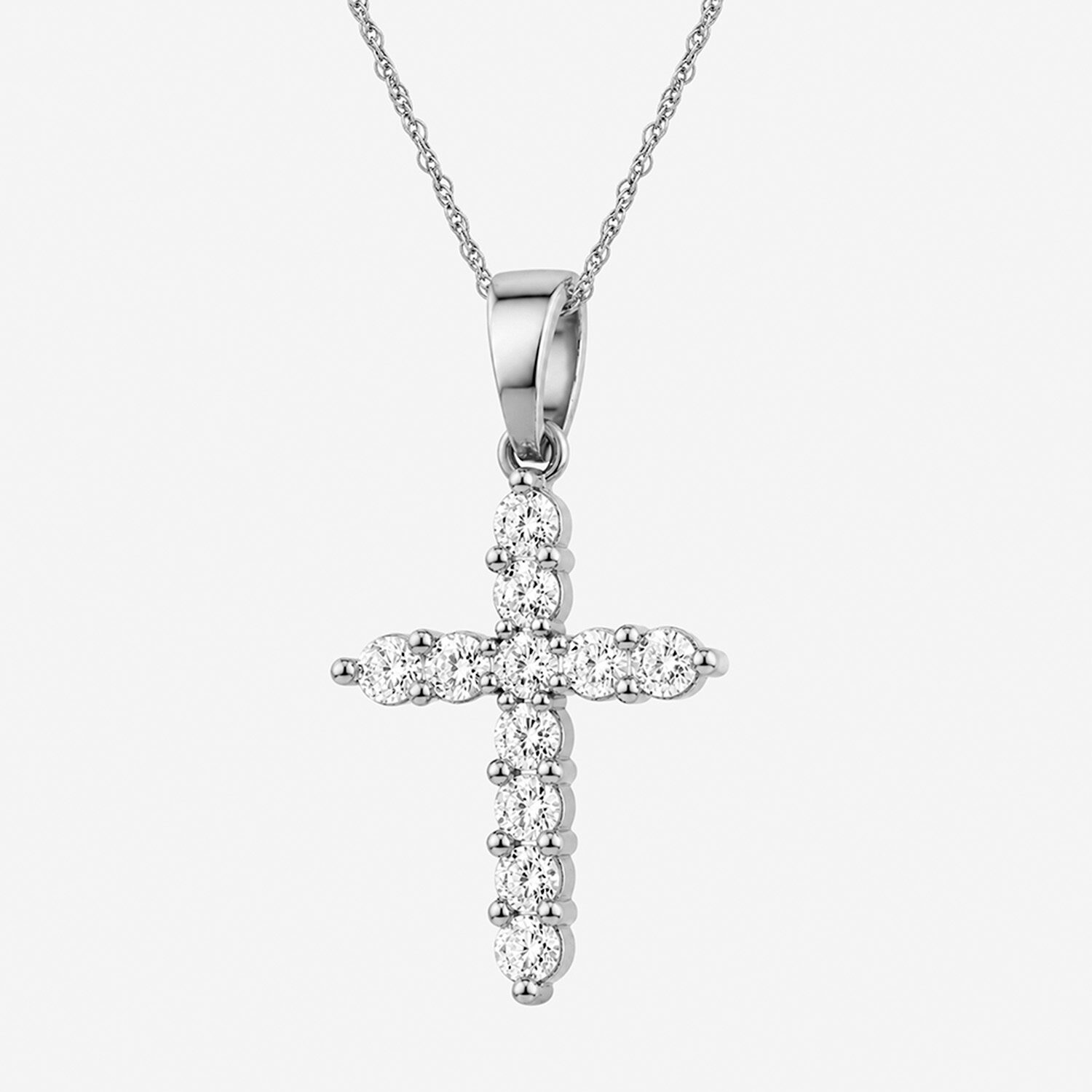 Religious Jewelry Limited Quantities! Womens 2 CT. T.W. Lab Grown White Diamond Sterling Silver Cross 18 Inch Pendant Necklace