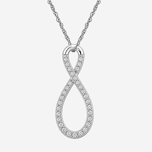Limited Quantities! Womens 1/2 CT. T.W. Lab Grown White Diamond Sterling Silver Infinity 18 Inch Pendant Necklace, One Size, White