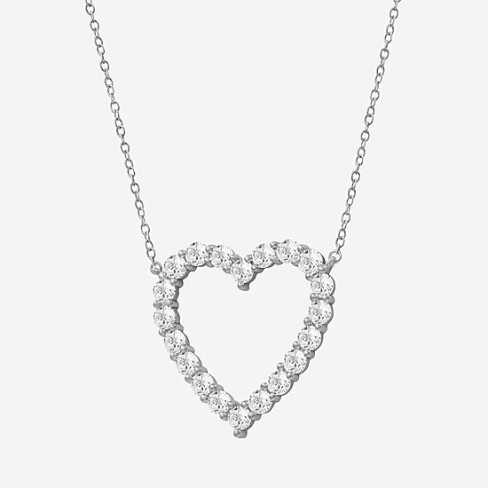 Limited Quantities! Womens 2 CT. T.W. Lab Grown White Diamond Sterling Silver Heart 18 Inch Pendant Necklace
