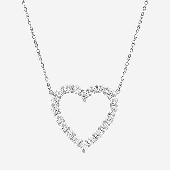 Limited Quantities! Womens 2 CT. T.W. Lab Grown White Diamond Sterling Silver Heart 18 Inch Pendant Necklace