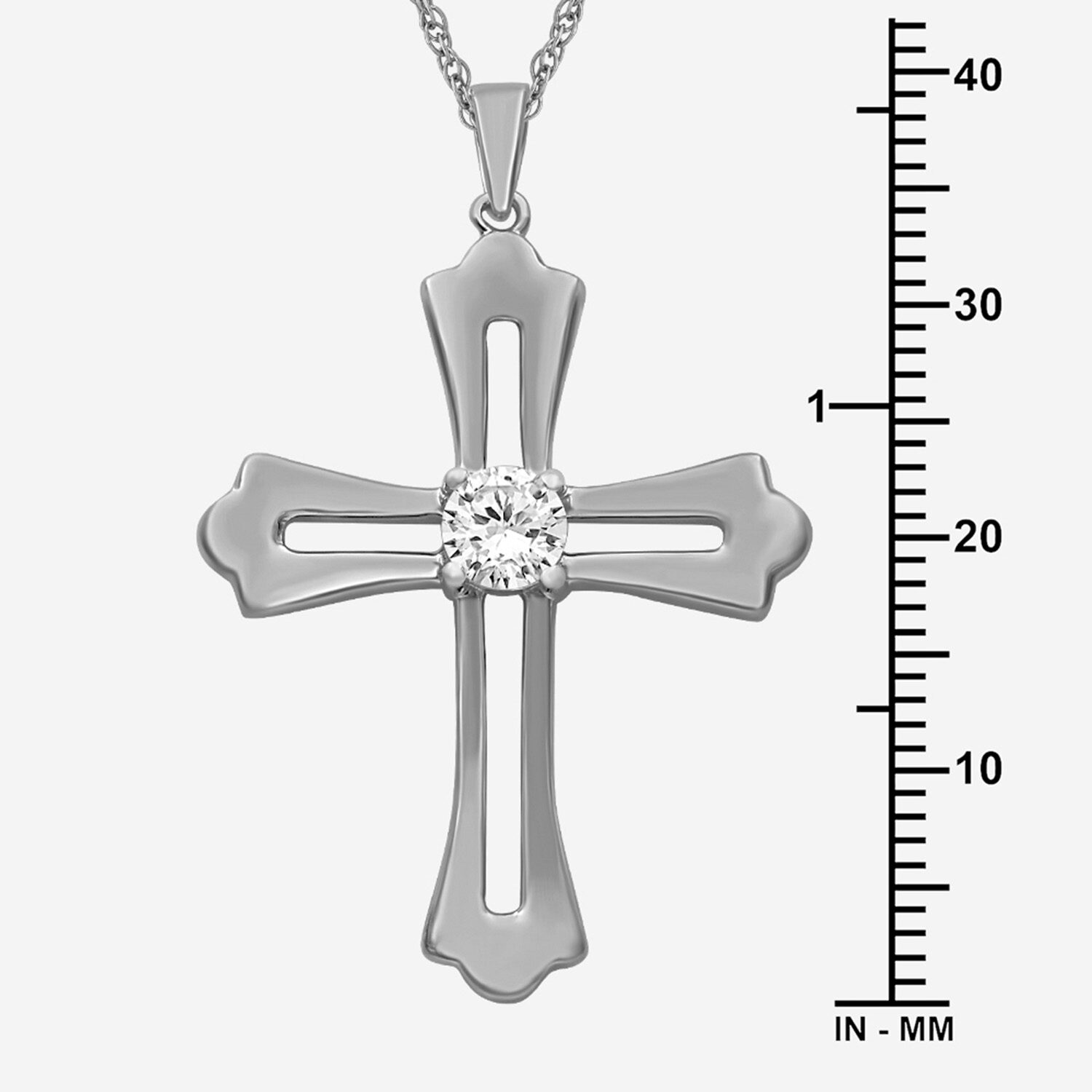Religious Jewelry Limited Quantities! Womens /2 CT. T.W. Lab Grown White Diamond Sterling Silver Cross 18 Inch Pendant Necklace