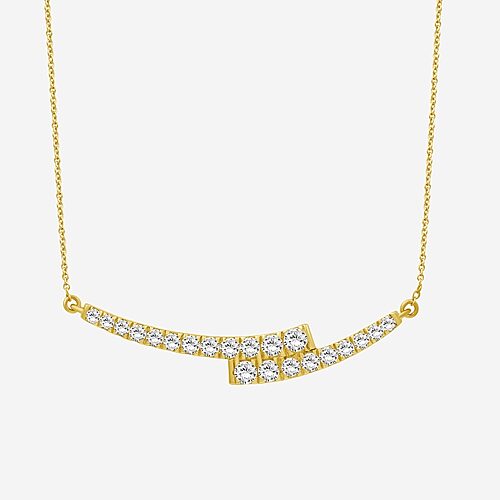 Limited Quantities! Womens 1 CT. T.W. Lab Grown White Diamond 14K Gold Over Silver Bar 18 Inch Pendant Necklace, One Size, Yellow