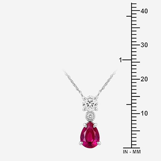 Limited Quantities! Womens 1/3 CT. T.W. Lab Created Red Ruby Sterling Silver Pear 18 Inch Pendant Necklace