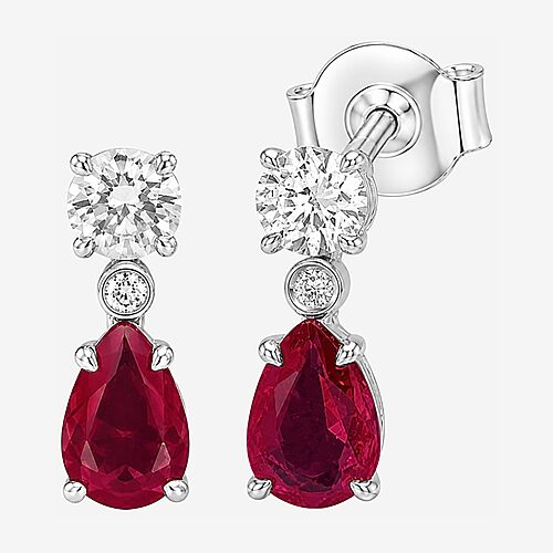 Limited Quantities! Womens 1/3 CT. T.W. Lab Created Red Ruby Sterling Silver Pear Drop Earrings, One Size, Red